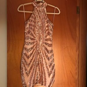 Blush gold sequin dress